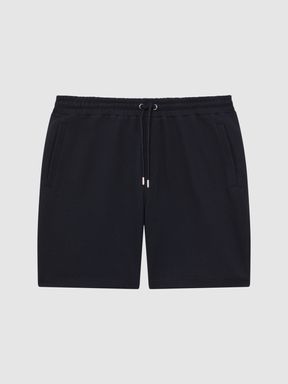 Textured Drawstring Shorts in Navy