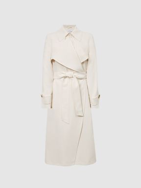 Belted Trench Coat in White