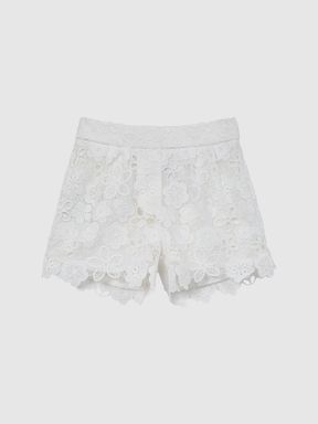 Junior Lace Shorts in Ivory