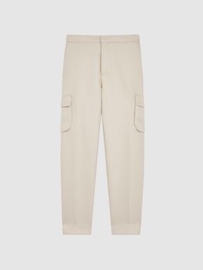 Twill Cargo Trousers in Ivory