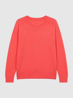 Junior Crew Neck Knitted Jumper in Coral