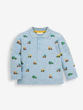 Blue Tractor Embroidered Polo Shirt