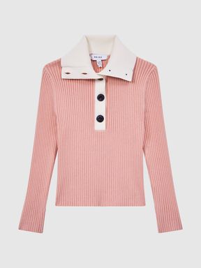 Junior Colourblock Knitted Top in Pink