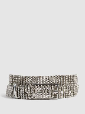 Crystal Chainmail Belt in Silver