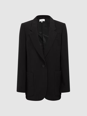 Single Breasted Split Sleeve Tailored Fit Blazer in Black