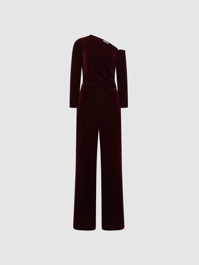 Reiss black velvet shop jumpsuit
