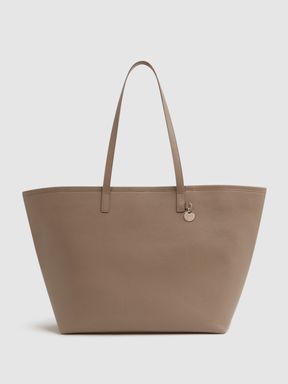 Leather Tote Bag in Taupe