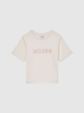 Senior Sequin T-Shirt in Pale Pink