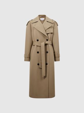 Wool Trench Coat in Stone