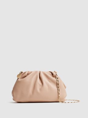 Nappa Leather Clutch Bag in Blush