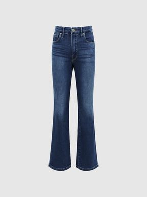 Good American Mini Good Legs Crop Bootleg Jeans in Dark Blue