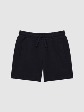 Junior Slim Fit Textured Drawstring Shorts in Aquamarine blue