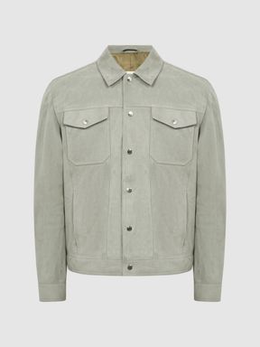Suede Button-Through Trucker Jacket