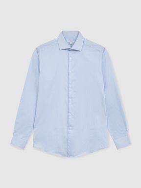 Striped Cotton Slim Fit Shirt in Blue Stripe