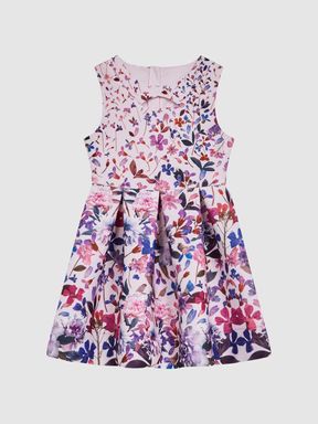 Junior Printed Cut-Out Dress in Lilac
