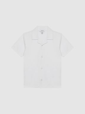 Senior Cotton Jersey Buttoned Shirt in White