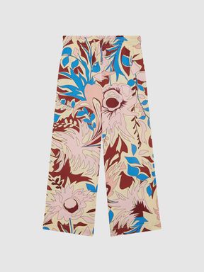 Junior Floral Printed Straight Leg Trousers in Lilac