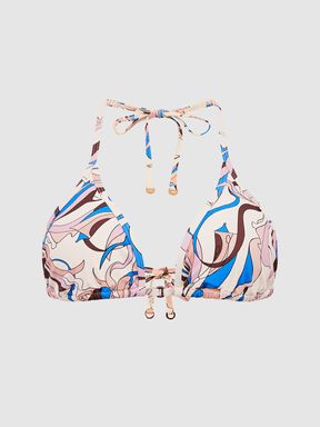 Abstract Print Triangle Bikini Top in Multi