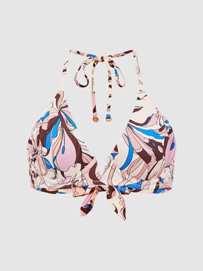 Underwired Abstract Print Triangle Bikini Top in Multi