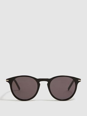 Paige Round Acetate Frame Sunglasses in Black