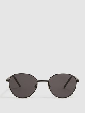 Paige Round Metal Frame Sunglasses in Black