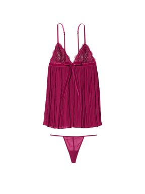 Claret Red Pleated Babydoll