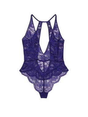 Night Ocean Blue Lace Plunge Bodysuit