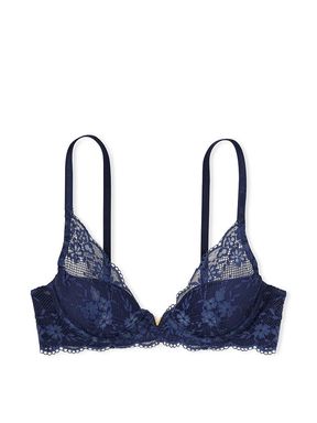 Ensign Blue Lace Half Pad Plunge Bra