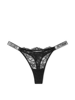Black Thong Shine Strap Knickers