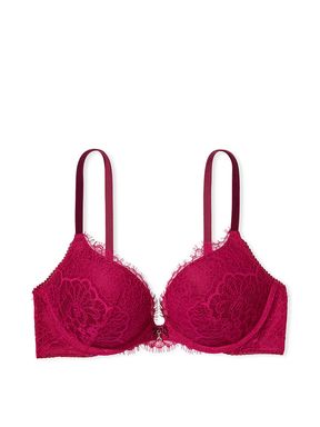 Claret Red Lace Push Up Bra