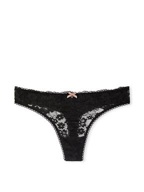Black Cotton Thong Knickers