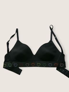Pure Black Rainbow Diamante Non Wired Lightly Lined Smooth T-Shirt Bra