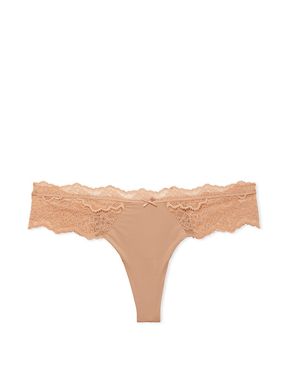 Sweet Praline Nude Lace Trim Thong Knickers