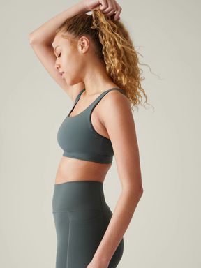 Athleta Green A-C Cup Strappy Back Low Impact Sports Bra