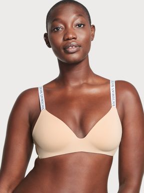 Champagne Nude Logo Strap Non Wired Lightly Lined Bra