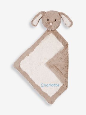 Personalised Plush Bunny Blankie Blue Embroidery in Bunny