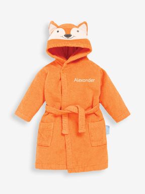 Rust Personalised Fox Cotton Dressing Gown