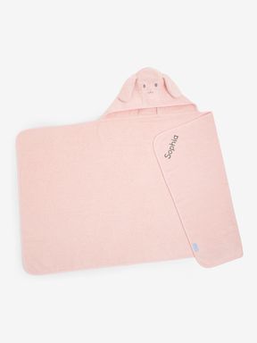 Personalised Children's Pink Bunny Hooded Towel