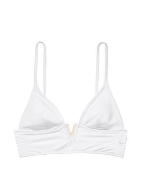 White Plunge Triangle Bikini Top