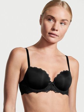 Black Lace Wing Lightly Lined Demi Bra