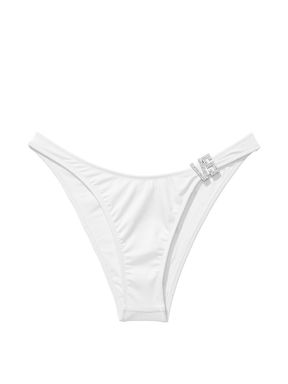 White VS Bling Hardware Brazilian Swim Bottom