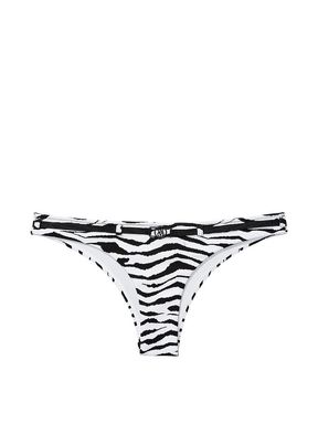 Zebra Belted Ribbed Brazilian Swim Bottom