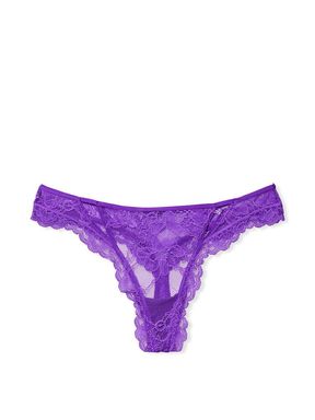 Bright Violet Lace Cutout Thong Panty