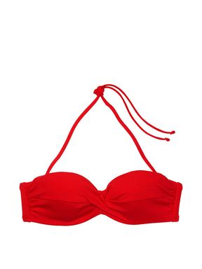 Flame Rib Red Strapless Swim Bikini Top