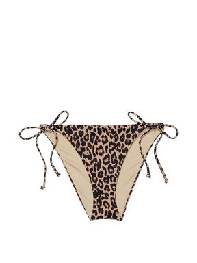 Brown Leopard Print Tie Side Bikini Bottom