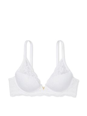 White Plunge Lace Half Pad Plunge Bra