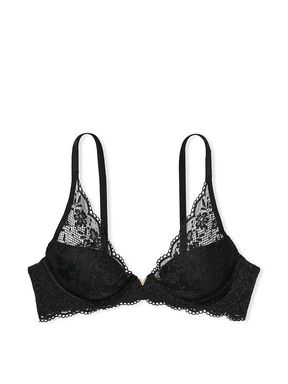 Black Lace Half Pad Plunge Bra