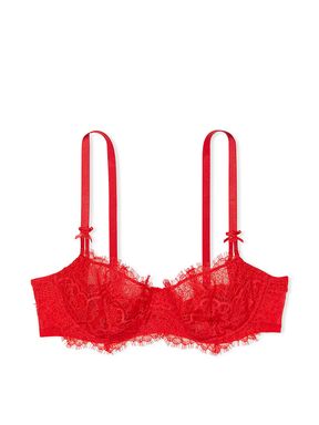 Lipstick Red Lace Unlined Balcony Bra