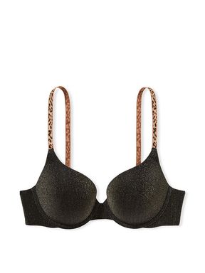 Black Smooth Logo Strap Full Cup Push Up T-Shirt Bra