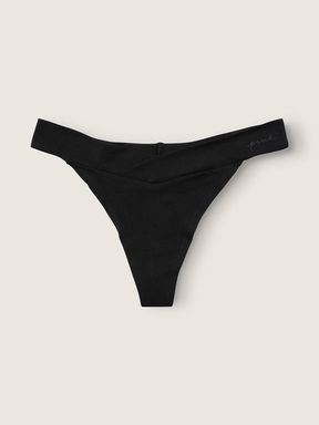 Black Cotton Thong Knickers